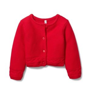 Janie and Jack 0-3month red baby cable trim cardigan